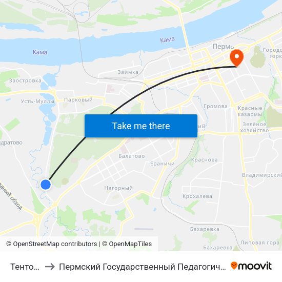 Тенториум to Пермский Государственный Педагогический Университет map