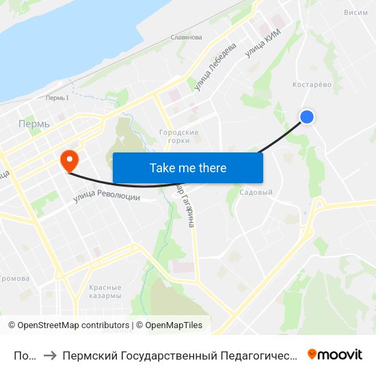 Почта to Пермский Государственный Педагогический Университет map