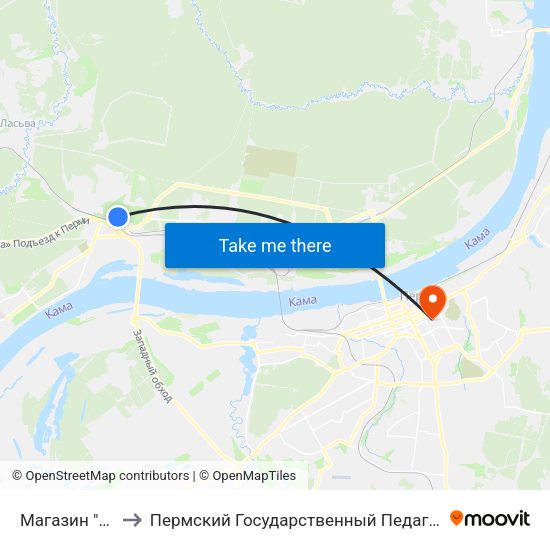 Магазин "Девятка" to Пермский Государственный Педагогический Университет map