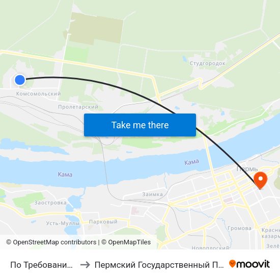 По Требованию(Ул.Заречная) to Пермский Государственный Педагогический Университет map