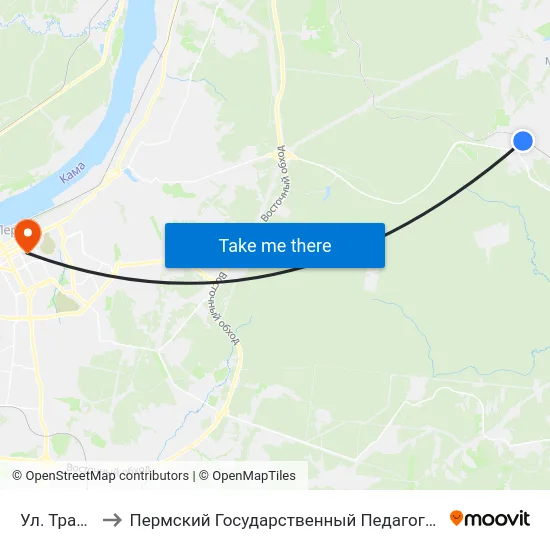 Ул. Трактовая to Пермский Государственный Педагогический Университет map
