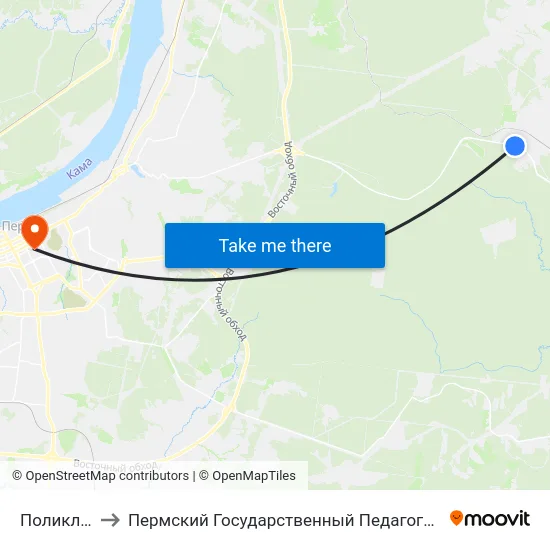 Поликлиника to Пермский Государственный Педагогический Университет map