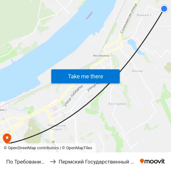 По Требованию(М/Н Вышка-1) to Пермский Государственный Педагогический Университет map