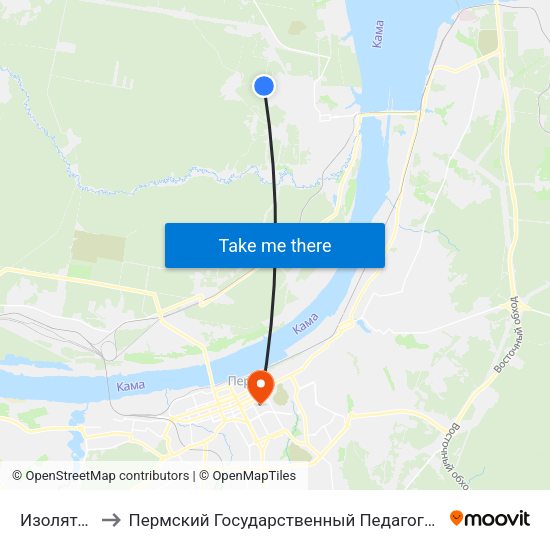 Изоляторный to Пермский Государственный Педагогический Университет map