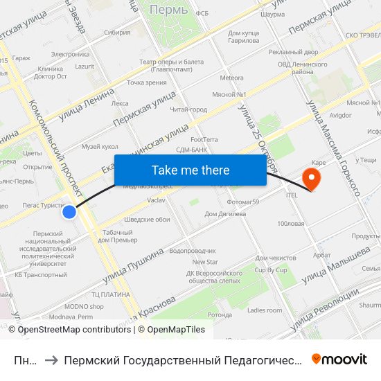 Пнипу to Пермский Государственный Педагогический Университет map