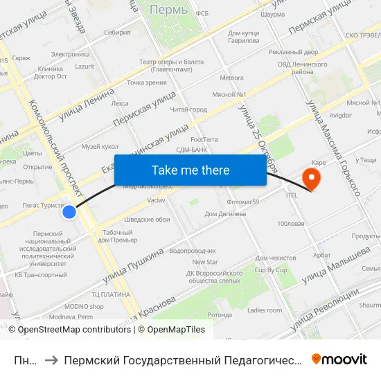 Пнипу to Пермский Государственный Педагогический Университет map