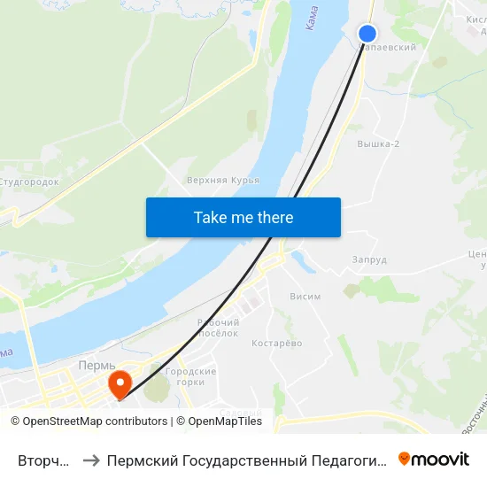 Вторчермет to Пермский Государственный Педагогический Университет map