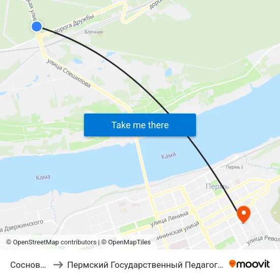 Сосновый Бор to Пермский Государственный Педагогический Университет map