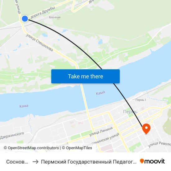 Сосновый Бор to Пермский Государственный Педагогический Университет map