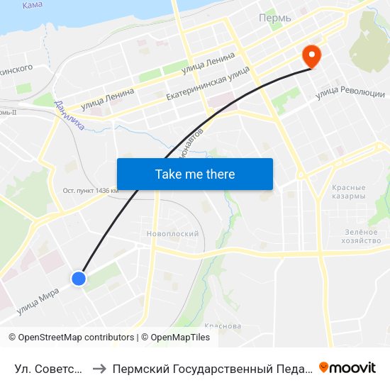 Ул. Советской Армии to Пермский Государственный Педагогический Университет map