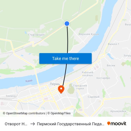 Отворот На В.Курью to Пермский Государственный Педагогический Университет map