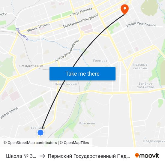 Школа № 3 (Ераничи) to Пермский Государственный Педагогический Университет map