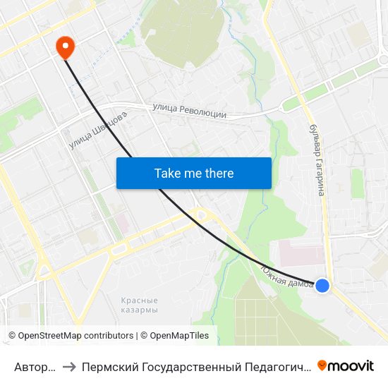 Авторадио to Пермский Государственный Педагогический Университет map