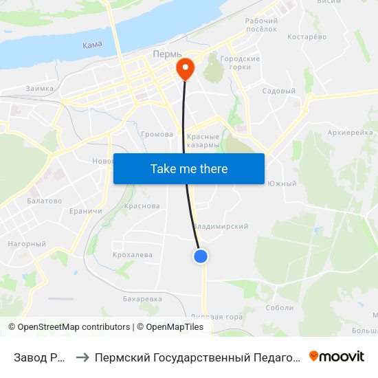 Завод Редуктор to Пермский Государственный Педагогический Университет map