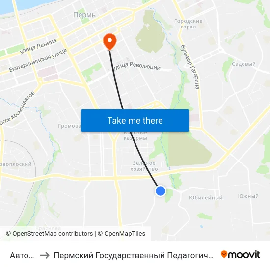Автопарк to Пермский Государственный Педагогический Университет map