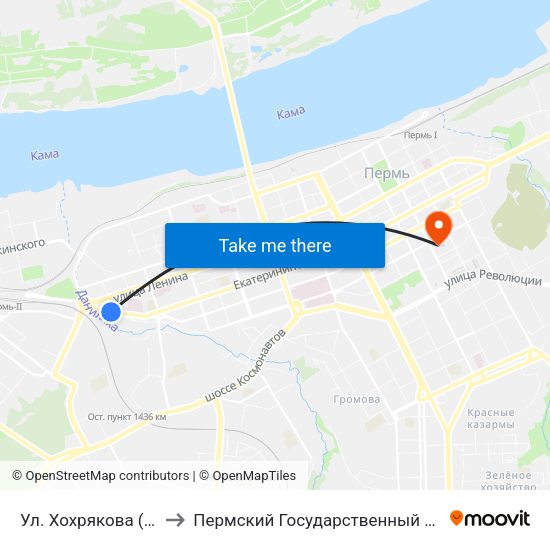 Ул. Хохрякова (Екатерининская) to Пермский Государственный Педагогический Университет map