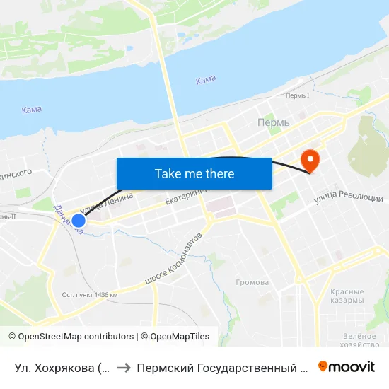 Ул. Хохрякова (Екатерининская) to Пермский Государственный Педагогический Университет map