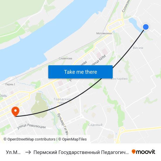 Ул.Марата to Пермский Государственный Педагогический Университет map