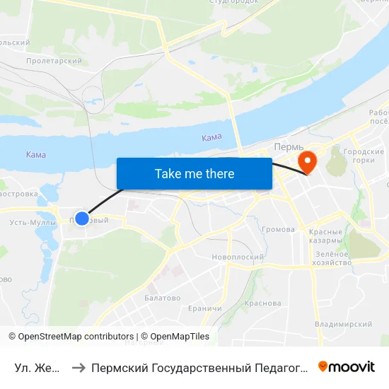 Ул. Желябова to Пермский Государственный Педагогический Университет map