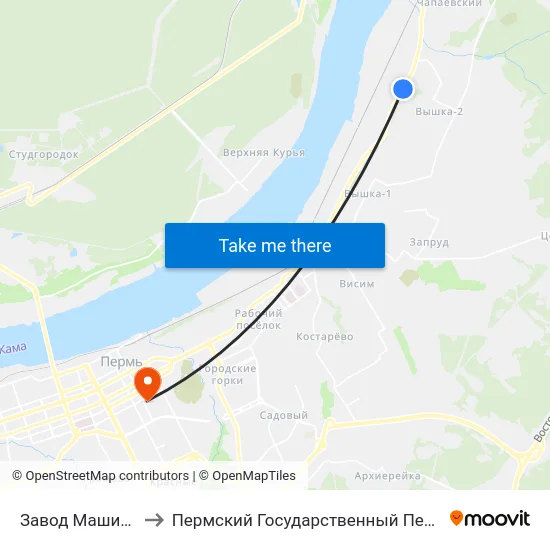 Завод Машиностроитель to Пермский Государственный Педагогический Университет map