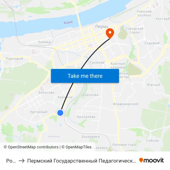 Роща to Пермский Государственный Педагогический Университет map