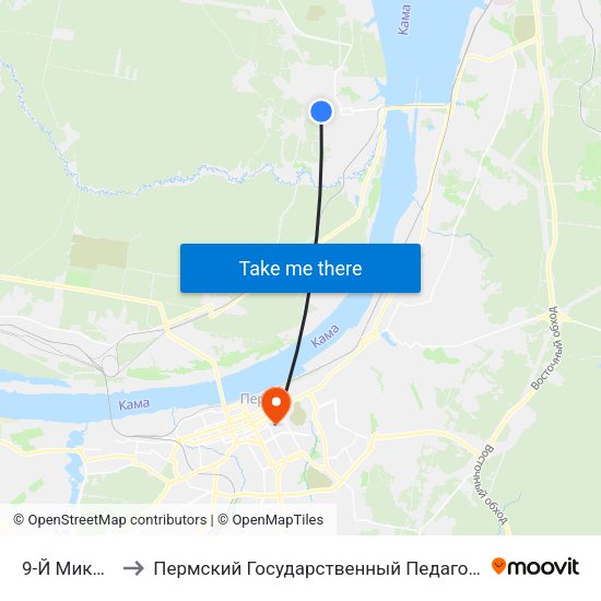 9-Й Микрорайон to Пермский Государственный Педагогический Университет map
