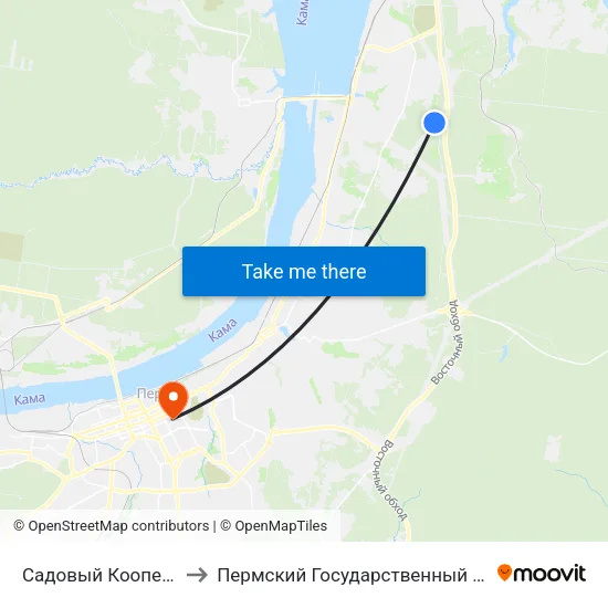 Садовый Кооператив Солнечный to Пермский Государственный Педагогический Университет map
