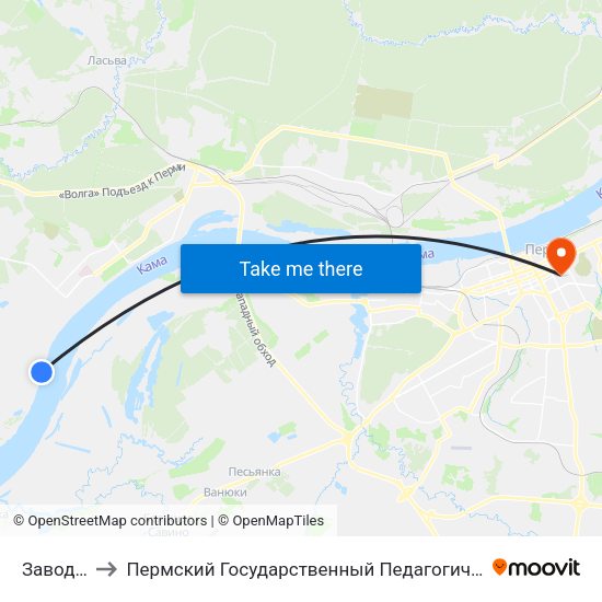 Завод Жбк to Пермский Государственный Педагогический Университет map