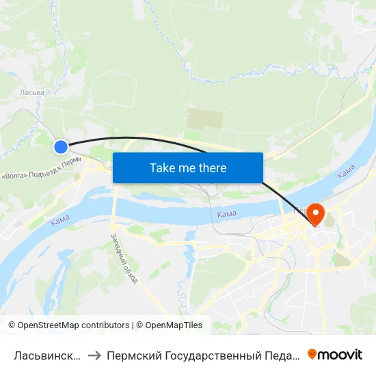 Ласьвинские Хутора to Пермский Государственный Педагогический Университет map