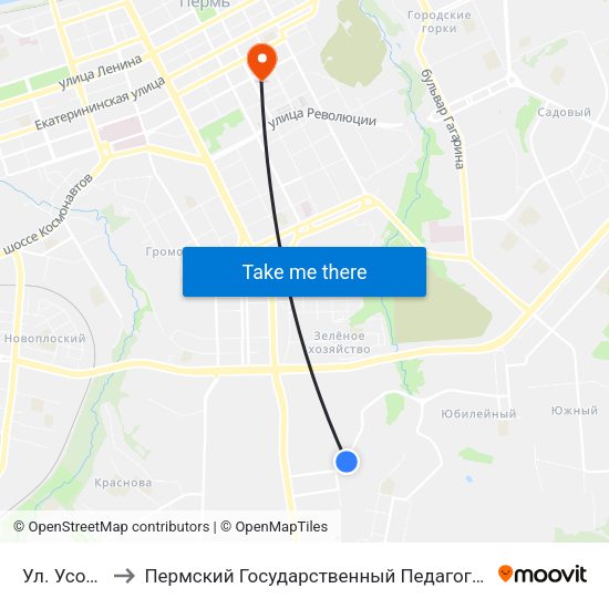Ул. Усольская to Пермский Государственный Педагогический Университет map