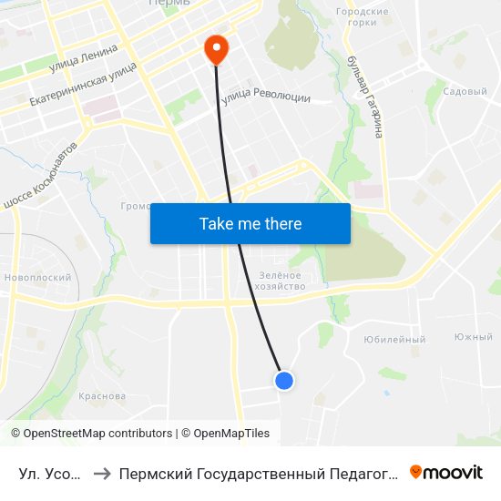 Ул. Усольская to Пермский Государственный Педагогический Университет map