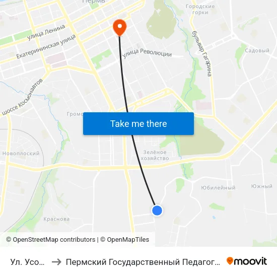 Ул. Усольская to Пермский Государственный Педагогический Университет map