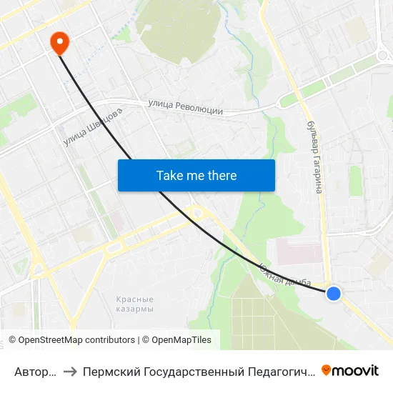 Авторадио to Пермский Государственный Педагогический Университет map