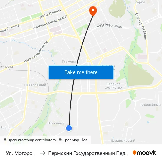Ул. Моторостроителей to Пермский Государственный Педагогический Университет map