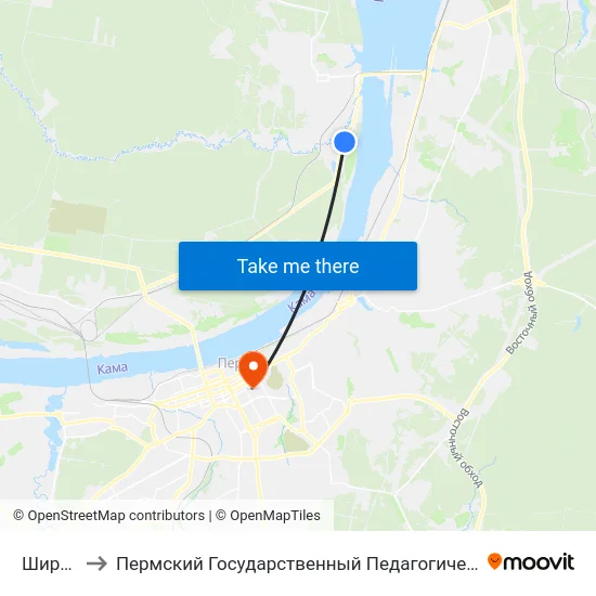 Ширяиха to Пермский Государственный Педагогический Университет map