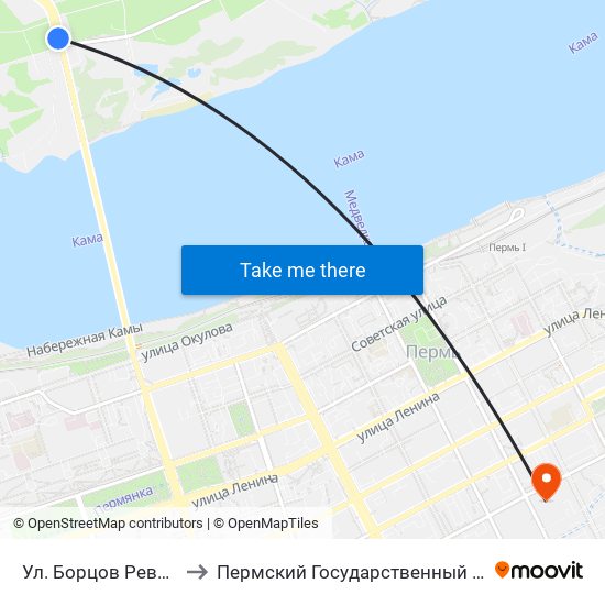 Ул. Борцов Революции (Спешил.) to Пермский Государственный Педагогический Университет map