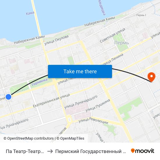 Па Театр-Театр (По Ул. Ленина) to Пермский Государственный Педагогический Университет map