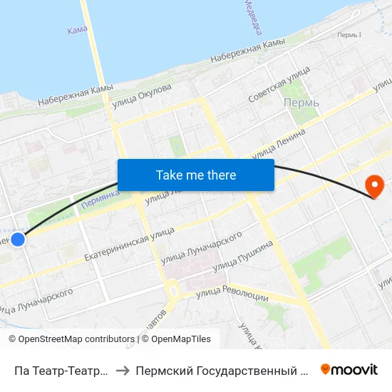 Па Театр-Театр (По Ул. Ленина) to Пермский Государственный Педагогический Университет map