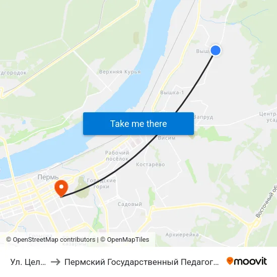 Ул. Целинная to Пермский Государственный Педагогический Университет map