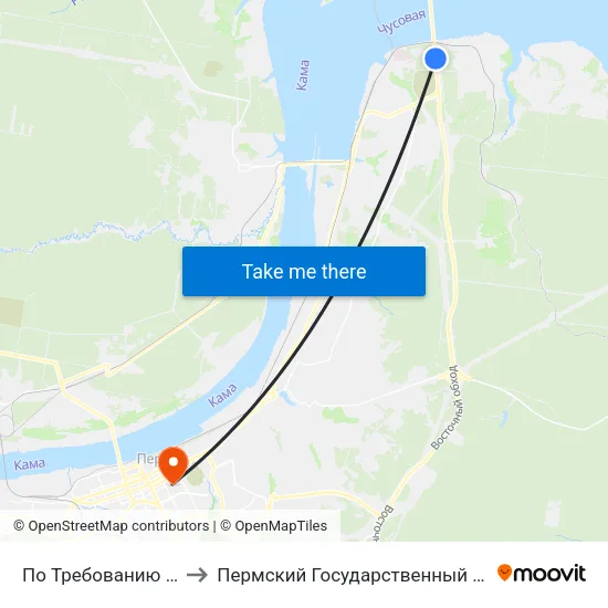 По Требованию (Ул.Корсуньская) to Пермский Государственный Педагогический Университет map