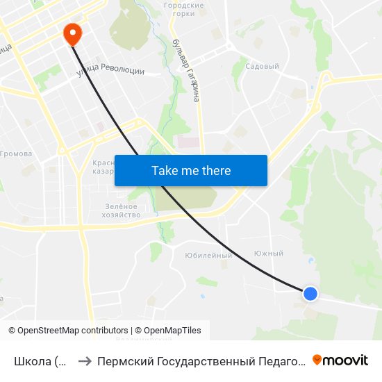 Школа (Южный) to Пермский Государственный Педагогический Университет map