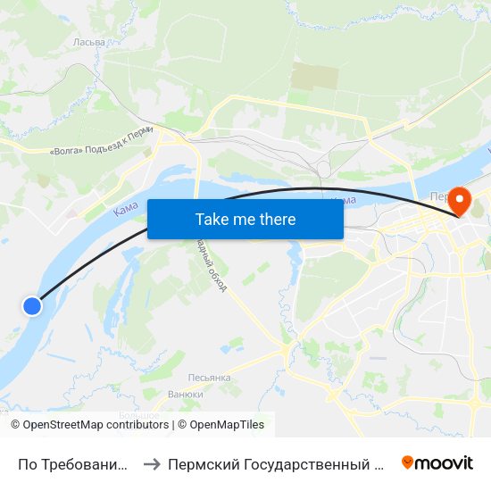 По Требованию (С/Х Оборино) to Пермский Государственный Педагогический Университет map