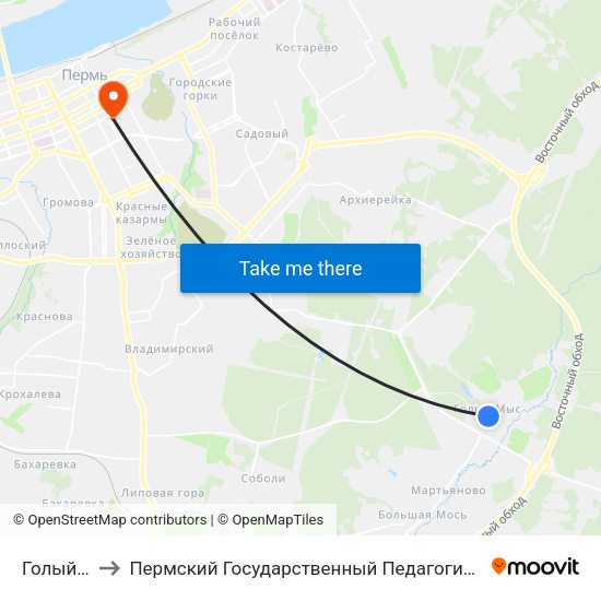 Голый Мыс to Пермский Государственный Педагогический Университет map