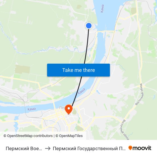 Пермский Военный Институт to Пермский Государственный Педагогический Университет map