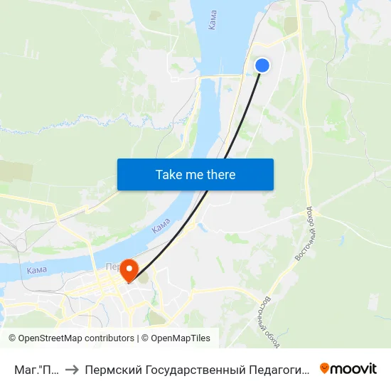 Маг."Парус" to Пермский Государственный Педагогический Университет map