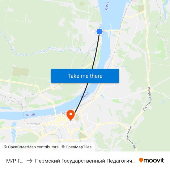 М/Р Гайва to Пермский Государственный Педагогический Университет map