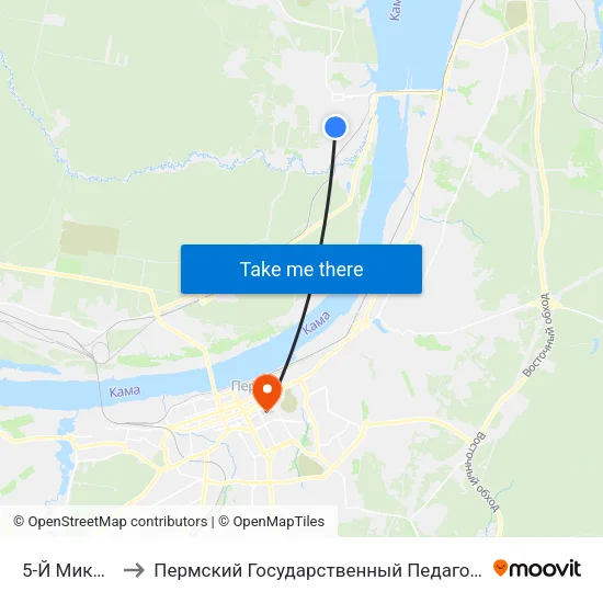 5-Й Микрорайон to Пермский Государственный Педагогический Университет map