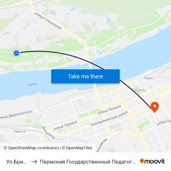 Ул.Брикетная to Пермский Государственный Педагогический Университет map