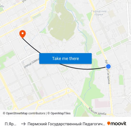 П.Ярмарка to Пермский Государственный Педагогический Университет map