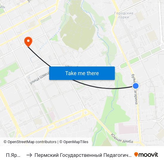 П.Ярмарка to Пермский Государственный Педагогический Университет map